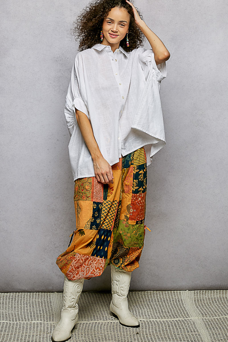 POL Button Down Halb Dolman Ärmel Damen Shirt