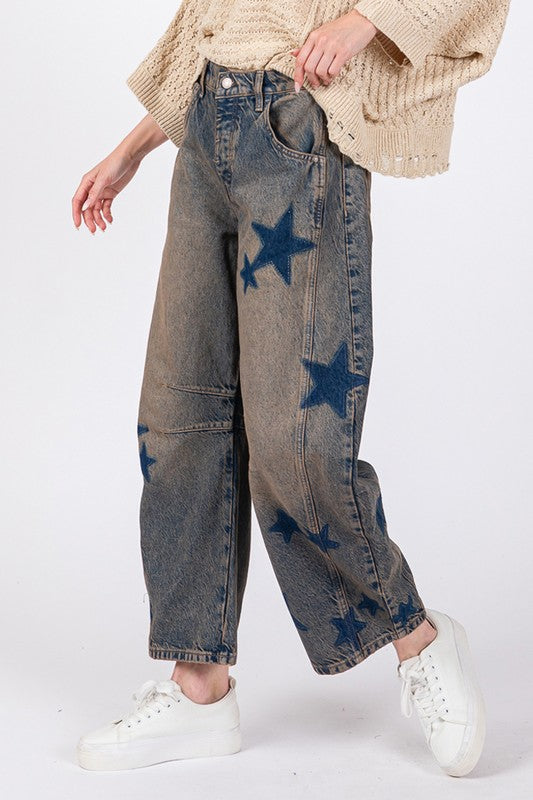 SAGE + FIG Star Weite Beinform Damenjeans mit Taschen Klein