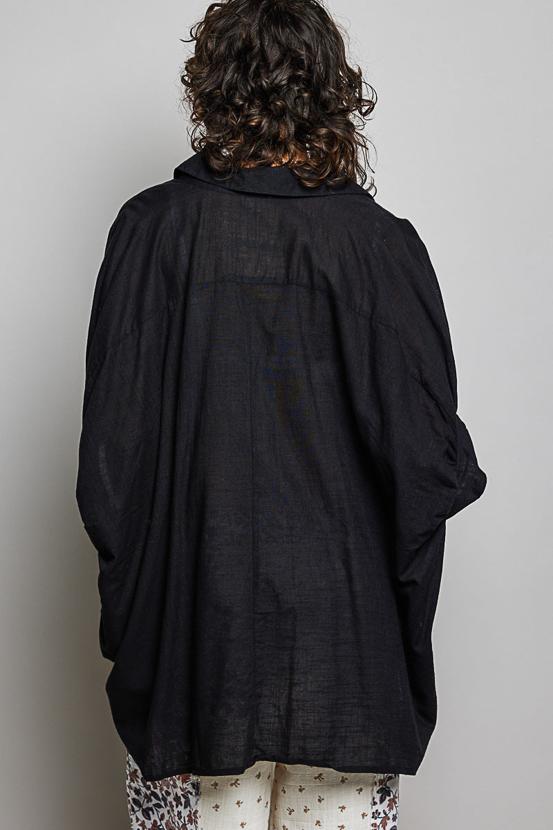POL Button Down Hemd mit halben Dolmanärmeln für Damen