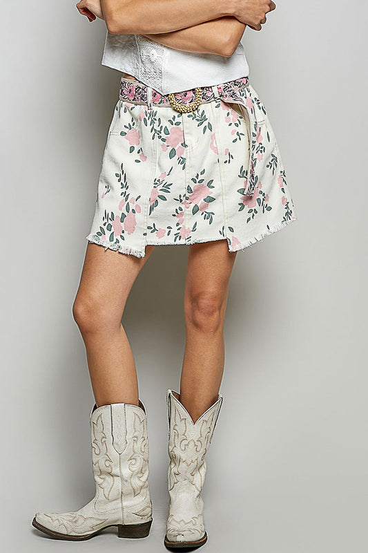 POL Rohe Saum Blumen Damenrock mit Taschen