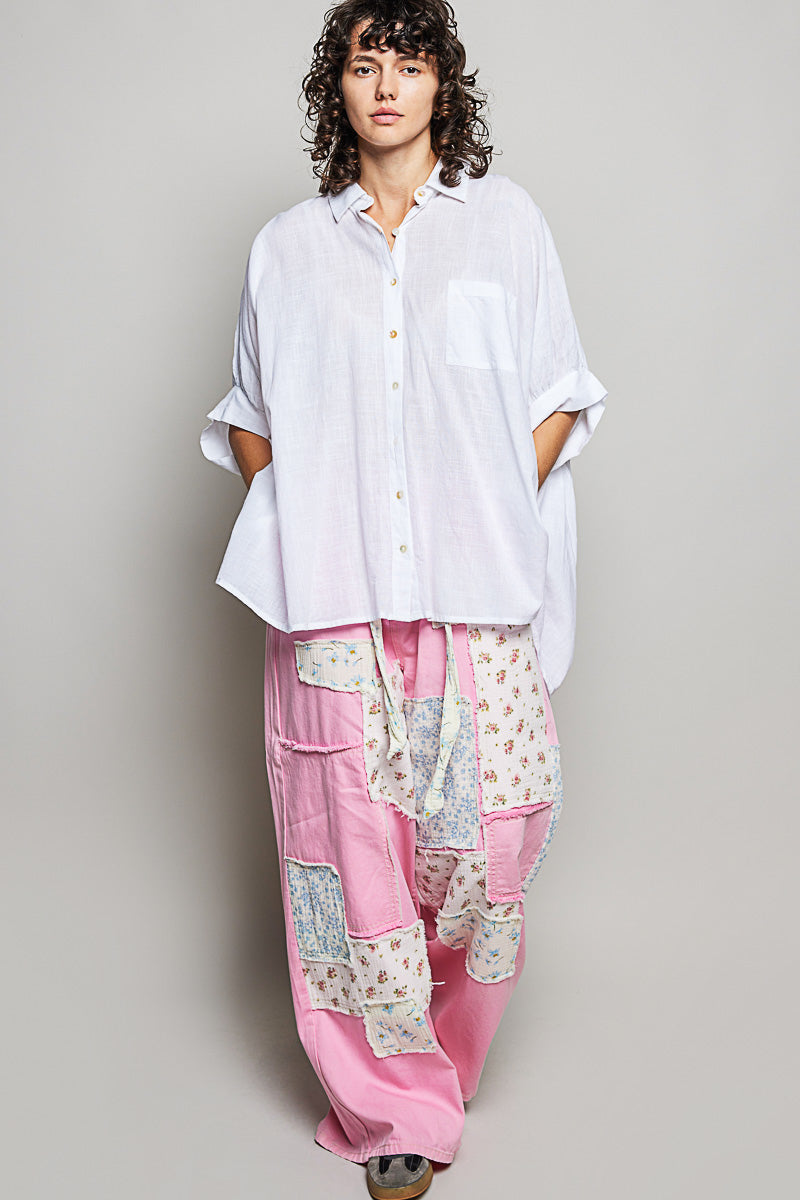 POL Button Down Halb Dolman Ärmel Damen Shirt