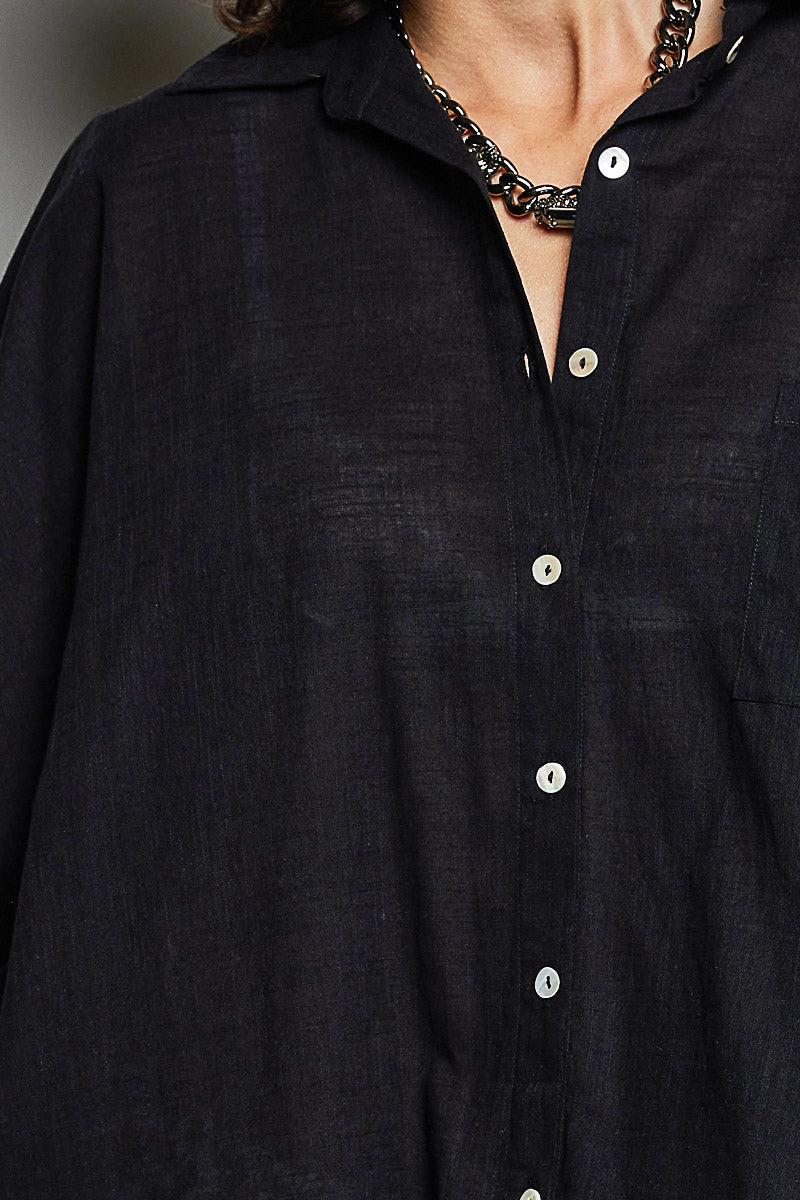 POL Button Down Hemd mit halben Dolmanärmeln für Damen