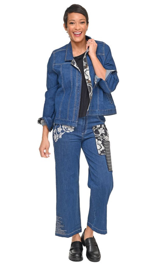 Tulip Clothing Clarissa Damen Denimjacke mit Ernteblumen