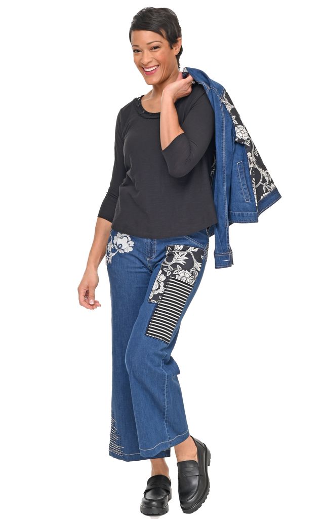 Tulip Clothing Clarissa Damen Denimjacke mit Ernteblumen